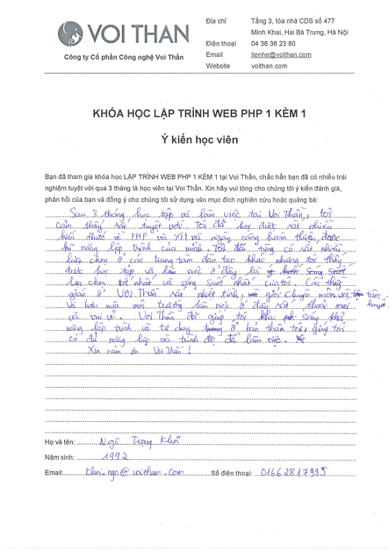 Ý kiến học viên Ngô Trọng Khôi